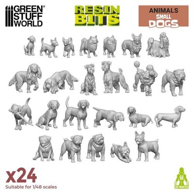 Green Stuff World Kleine Hunde Set (24) Resin Small Dogs Collection Gelände