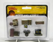 WOODLAND SCENICS A2739 ASSORTED CRATES O GAUGE freight boxes containers WDS2739
