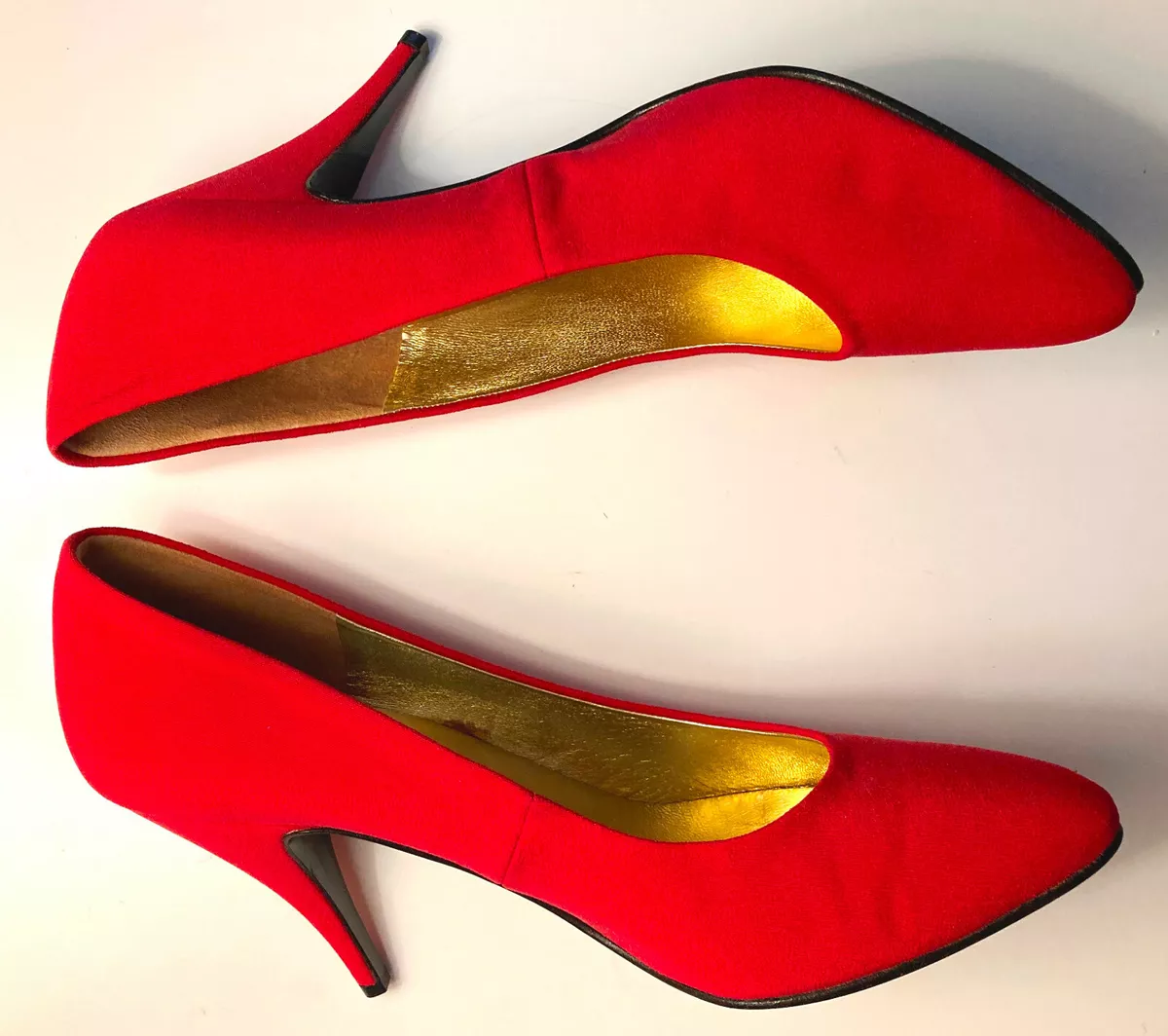 LOUIS FERAUD PARIS Red Silk Faille Heels Stilettos BRAND NEW 80s