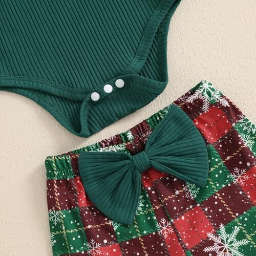 Newborn Baby Girl Clothes Ruffle Ribbed Knit Romper + Flare 0-3 Months Green - Picture 6 of 7