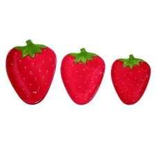 Everyday is a Holiday Transpac Red Dolomite STRAWBERRY PLATE Set of 3 NEW