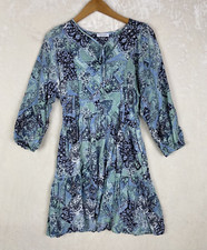 Calvin Klein Dress Womens 6 Fit and Flare High Low Tiered 3/4 Sleeve V Neck Tie