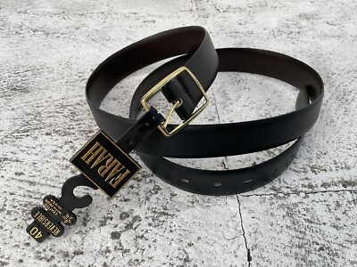 Farah Women Belt Genuine Leather Reversible Waistband Gold 
