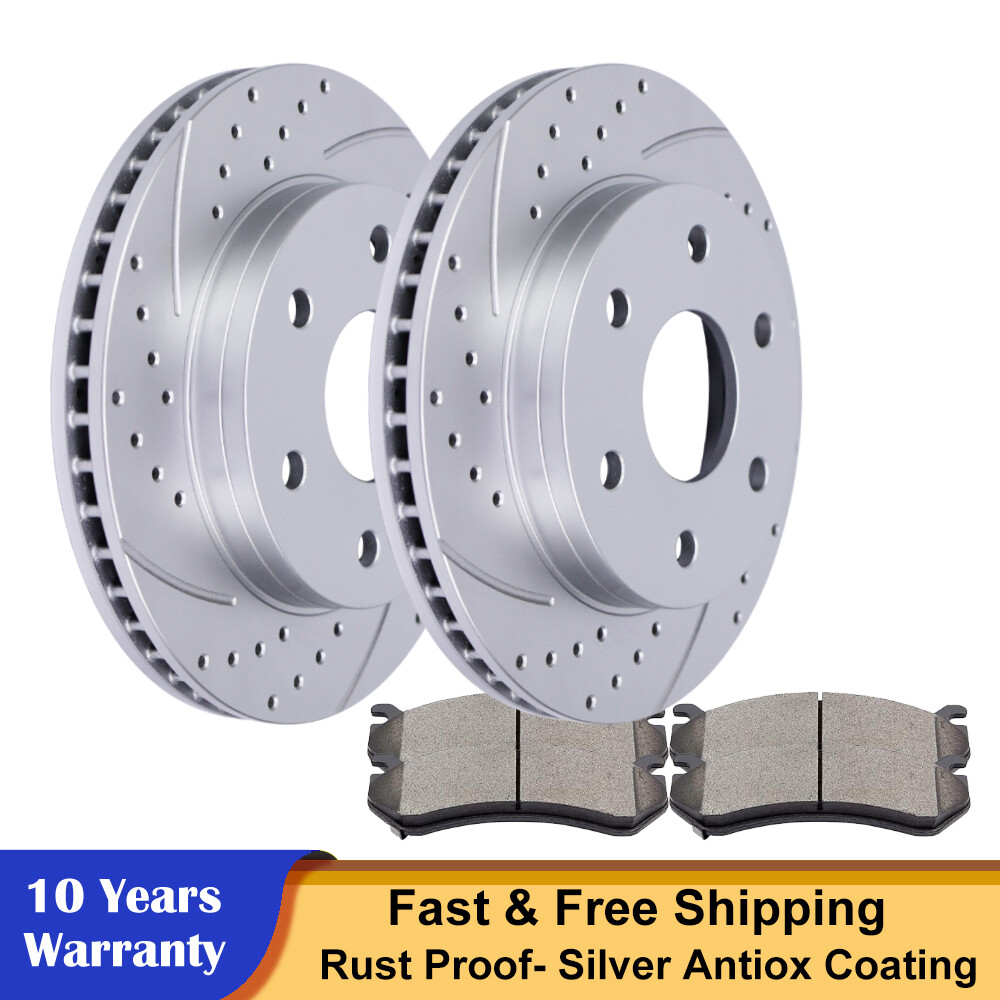 Front Drilled Rotors Ceramic Brake Pads for 2003-05 Silverado Sierra 1500 Tahoe