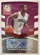 2014 Donruss Elite Status Signatures Purple Die-Cuts /74 Maurice Harkless Auto