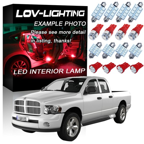 12Pcs Xenon RED LED Light Bulb Lamp Interior Package Kit For 2002-2010 Dodge Ram - Picture 1 of 10