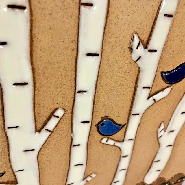 VTG Southwest Welcome Tile Decor Bird Tree Art Studio Marion Pollman Boho Gift - Image 2 of 4