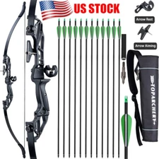 54" Takedown Recurve Bow Archery Bow Hunting Shoot Target Carbon Arrows Quiver