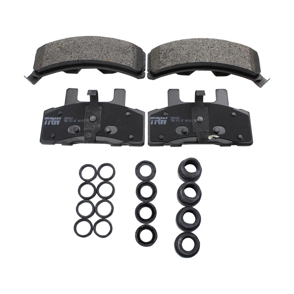 Juego de pastillas de freno delanteras metálicas TRW Pro con herrajes para Cadillac Chevy GMC Dodge Foto 2 de 4