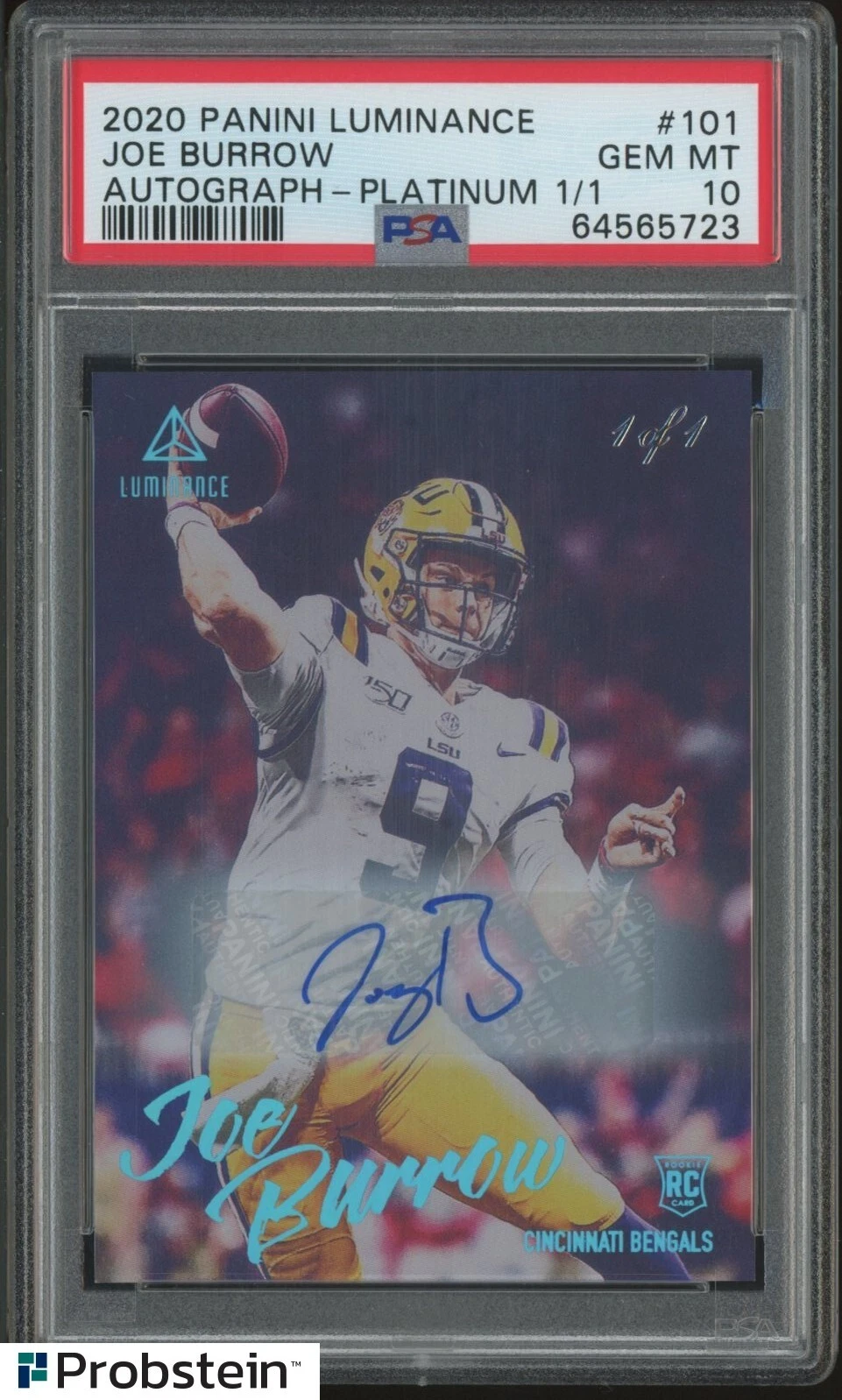 Joe Burrow Panini Luminance #101 Autograph-Platinum 1/1