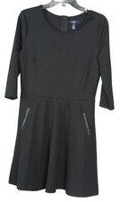 Gap Women’s Dress Medium Black A Line 3/4 Sleeve Pockets Stretch Knit
