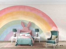 Carta da parati ovale colore nebbia arcobaleno 3D pittura murale fotomurale a...