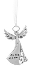 Ganz Silver Tone ANGEL Ornament/Car Charm "One Day At A Time"