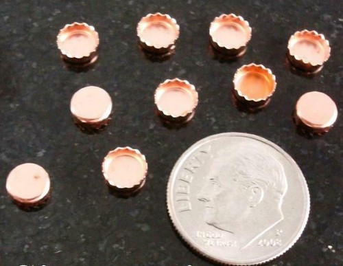 Bezel cups copper 5mm round machine made serrated edge 10 bezel cups BC023 - Picture 3 of 3