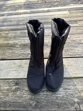 Toe Warmers Boots Women's 7.5 Black Zip Up Ankle Winter Snow Ski Made in Canada