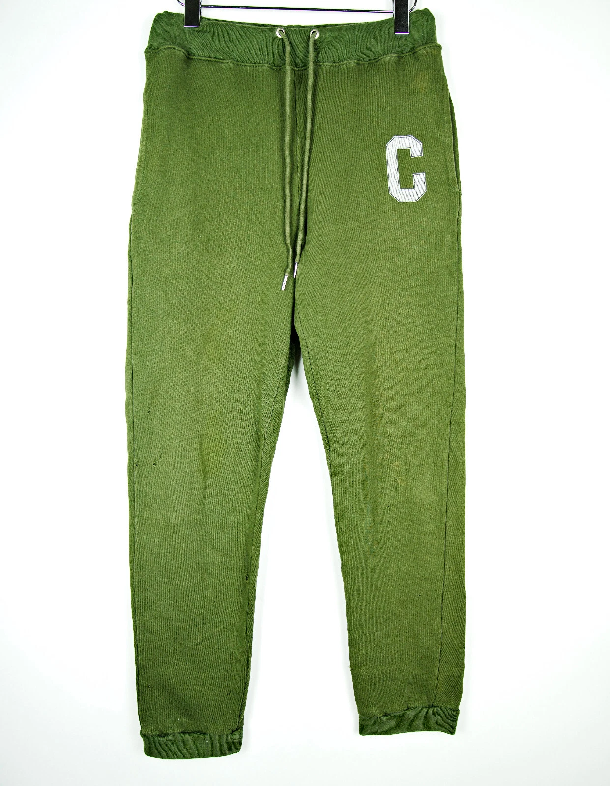 Celine — CELINE Cotton Fleece Track Pants Green Sweatpants Distress Mens Medium Joggers M