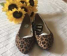 Time and Tru Women's Casual Cloth Basic Ballet Flats Black/Brown Leopard Print