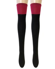Wrapables Women's Two-Tone Knee High Boot Socks, Red and Black