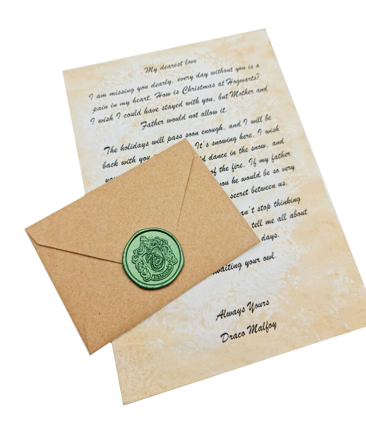 Carta de amor de Draco Malfoy Hogwarts. Harry Potter regalo único para fans de la magia
