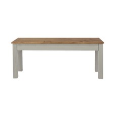 Image of Dining Bench Grey and Antique Waxed Pine Traditional Kitchen Seat 105cm