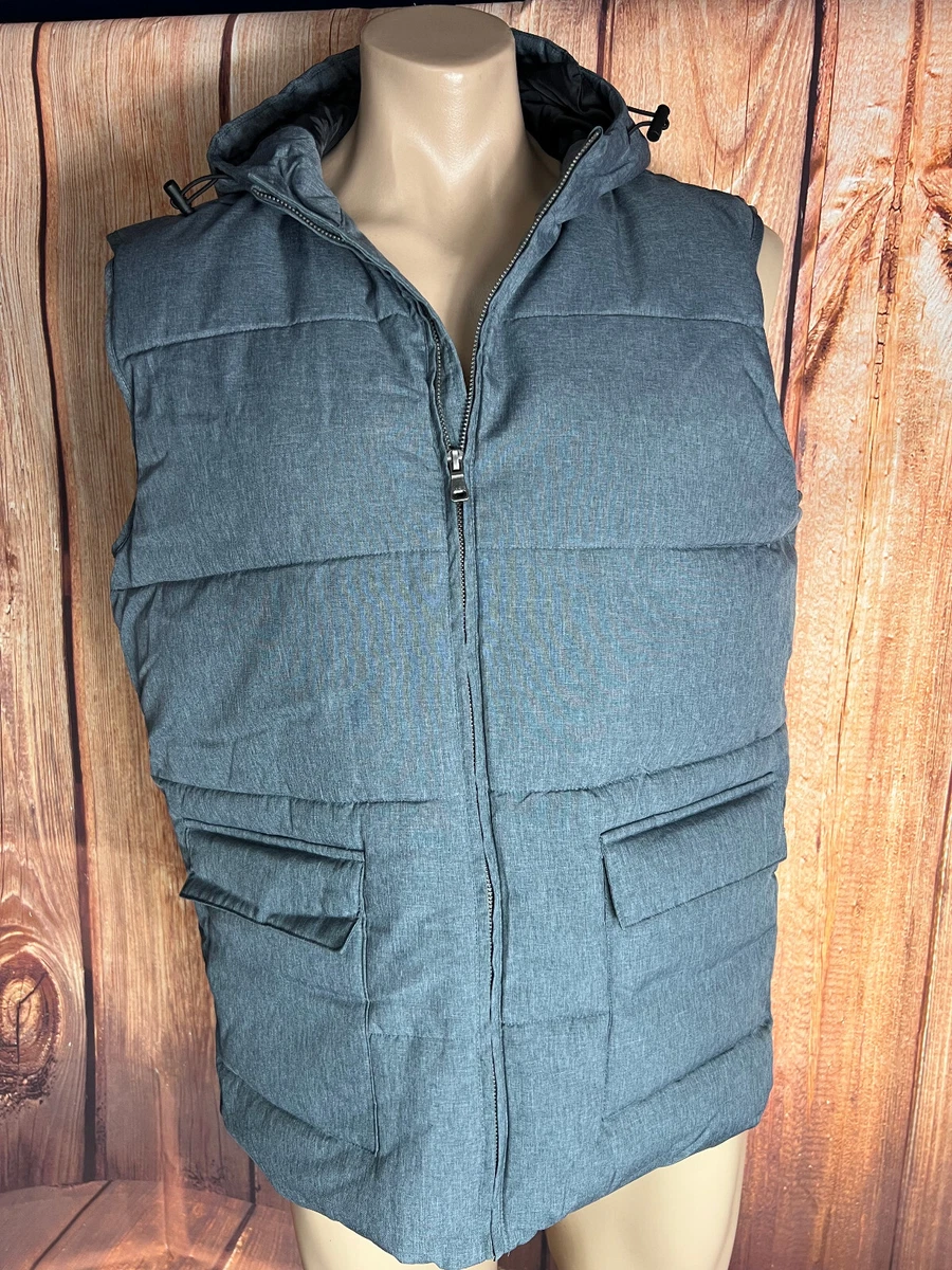BNWT Mens Sz XXXL Rivers Grey Padded Lined Zip Warm Vest Hood RRP 79.95