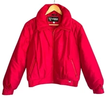 Fera Puffer Jacket Red Full Zip Quilted Bomber Coat Ladies Size 14 Vintage Ski