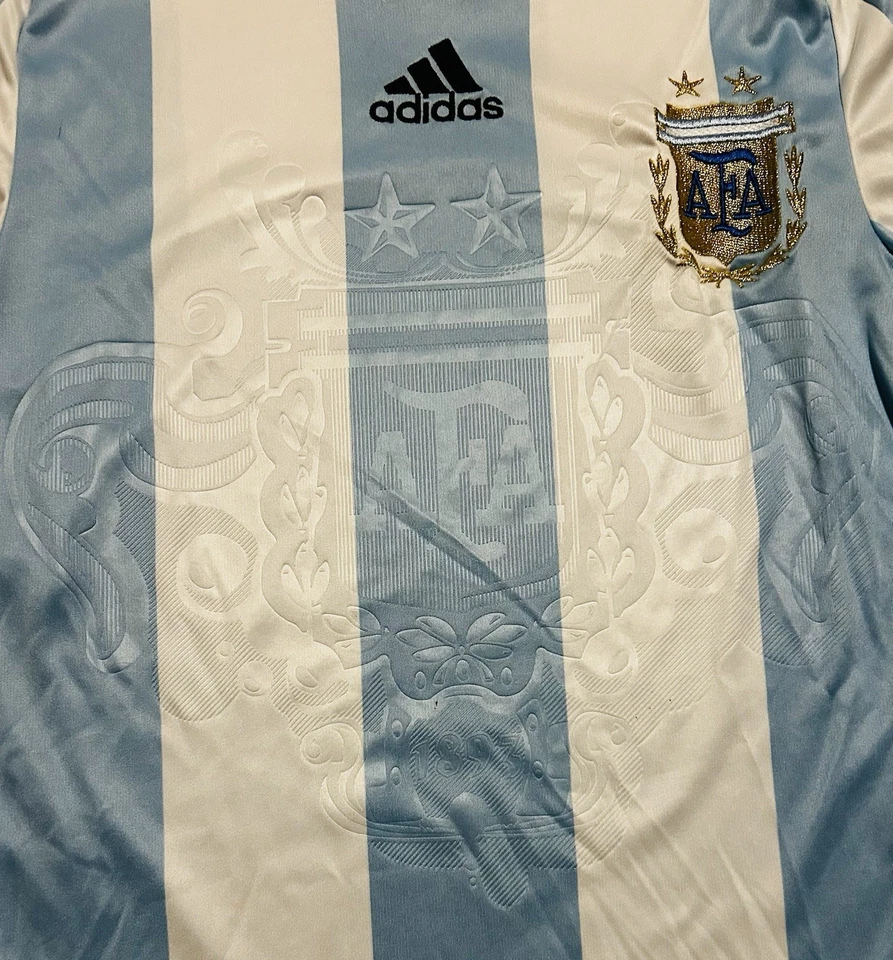 Camiseta Argentina local 2008/09 Adidas adulto pequeña camiseta de fútbol 9/10 WC Qual Kit Foto 3 de 4