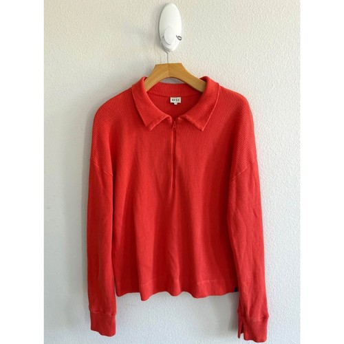 Kule Women’s Cotton Waffle Knit 3 Quarter Zip Sweater Sz XS - Picture 1 of 7