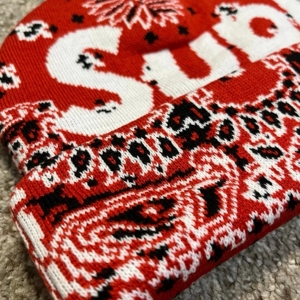 Новый в сумке Supreme бандана большой логотип Beanie красный FW20 коробка логотип вязаная шляпа один размер  - Изображение 3 из 4