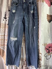 Peace Love Eco by Rewash Jeans High Rise Wide Legs Denim Womens Blue SZ 5/27