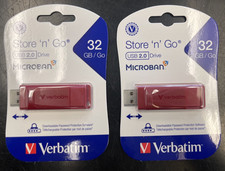 Verbatim Store 'n' Go USB 2.0 Flash Drive, 32GB, Red LOT OF 2