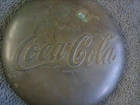 Vintage 1950's Coca Cola advertising Brass Button Sign 16" Diameter