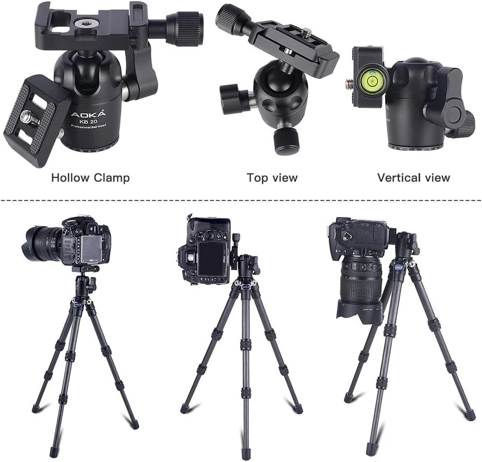 AOKA 15.7in/0.97lb Mini Carbon Fiber Tripod, Lightweight Compact 28-Inch - Image 2 of 4