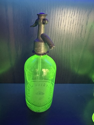 Syphon Sodaflasche Uranglas Siphonflasche Antik Grün mini 0,25 L Siklos