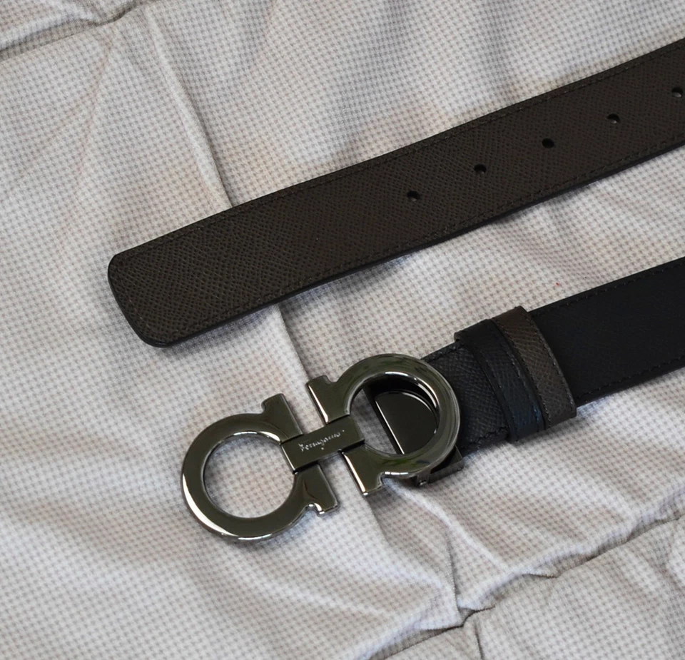 Ferragamo Cinturón Hombre Reversible/Ajustable Gancini Acabado Metálico Hebilla 120cm Foto 3 de 4