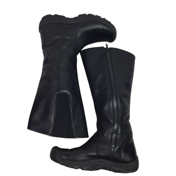 Stivali Keen isolati impermeabili al ginocchio con zip in pelle donna 9 neri