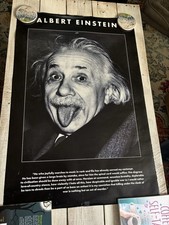 Albert Einstein Tongue-Out quote RARE Black-and-White poster 22X34 NOS Scorpio