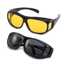 2Packs Unisex HD Day Night Driving UV400 Sunglasses Fit over Glasses Anti Glare