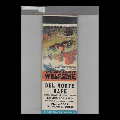 Matchbook Cover Del Norte Cafe Homemade Pies Del Norte, CO