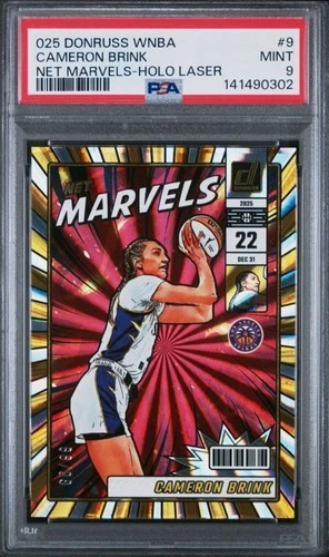 2025 PANINI DONRUSS WNBA NET MARVELS HOLO LASER #9 CAMERON BRINK 68/99 PSA 9