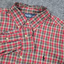 Ralph Lauren Shirt Mens Large Red Plaid Button Down Long Sleeve Pony Logo