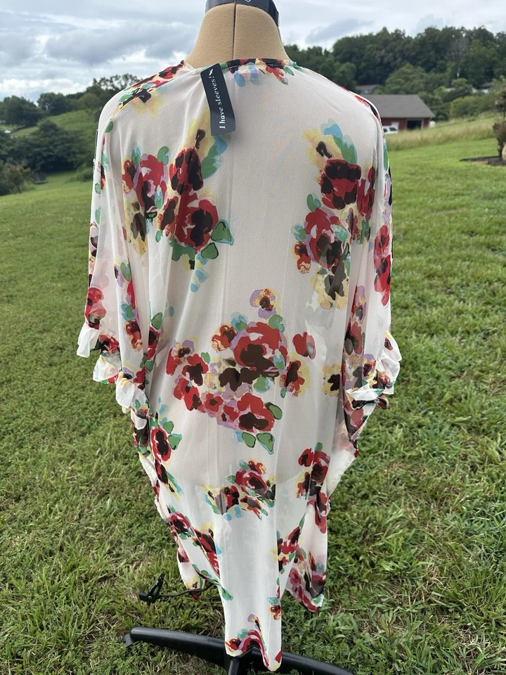 Nuevo caftán Betsey Johnson, encubrimiento, talla única. Mujer’s. Transparente. Floral Foto 2 de 4