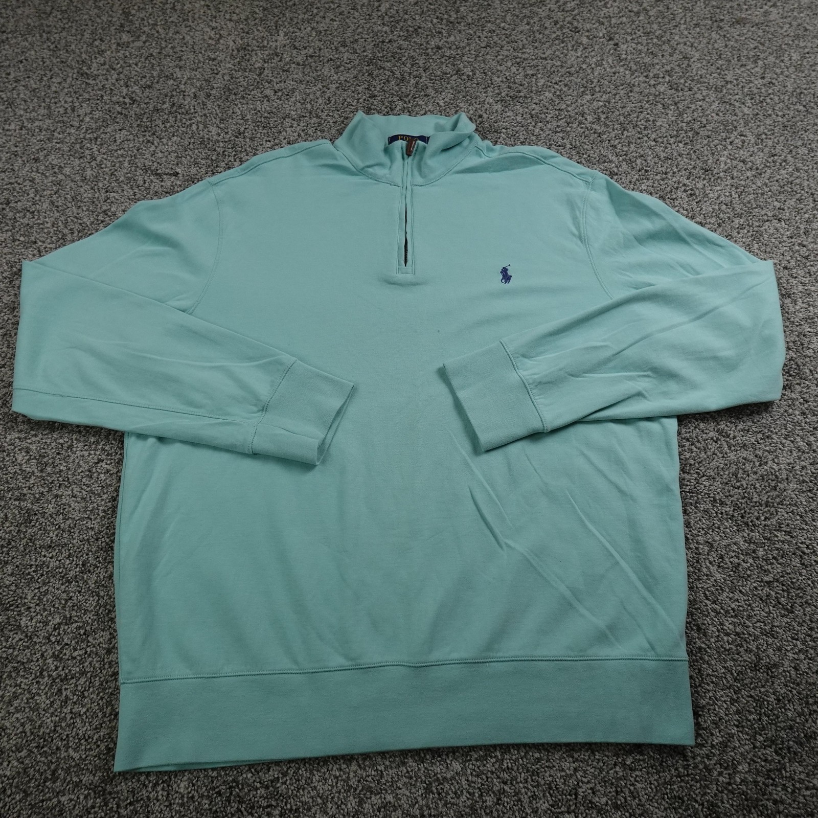 Polo Ralph Lauren maglione uomo L blu pony maglia pullover zip felpa preppy