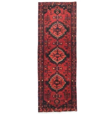 Red Tribal Floral Design Handmade Oriental Runner Rug Hallway Carpet 3'5X9'10 ft