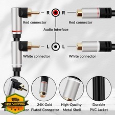 Togconn Dual RCA Extension Cable 15ft 90 Degree Right Angle Stereo Cord