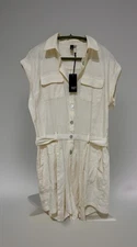 Kut From The Kloth Remi Romper Women’s Medium Ivory Button Front Utility NWT