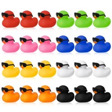 24 Set Mini Rubber Ducks with Sunglasses, Tiny Bath Rubber Ducks Bulk for Car...