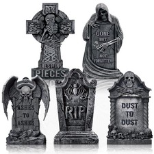 5 PCS Halloween Tombstone Table Decoration Wooden Headstone Graveyard Prop