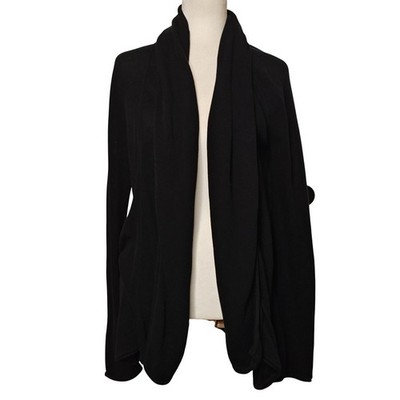 Peruvian Connection Cardigan Womens XL Black 100% Pima Cotton Draped Shawl Neck