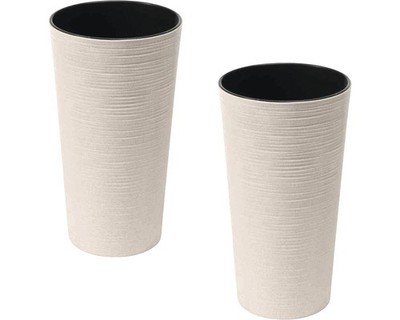 Pflanzvase Siena Garden Eco Locon Kunststoff Holz 2er-Set Ø 30 cm H 57 cm weiß i